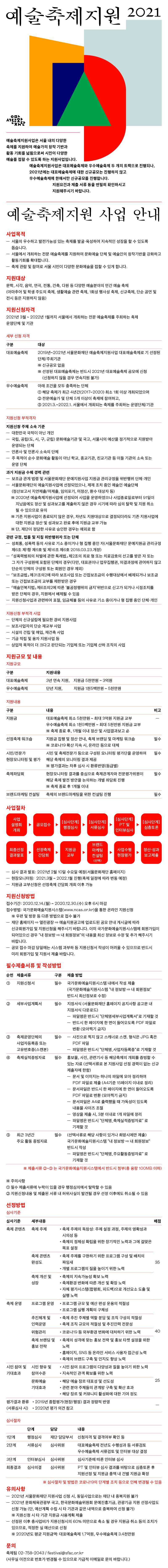 예술축제지원 공고내용