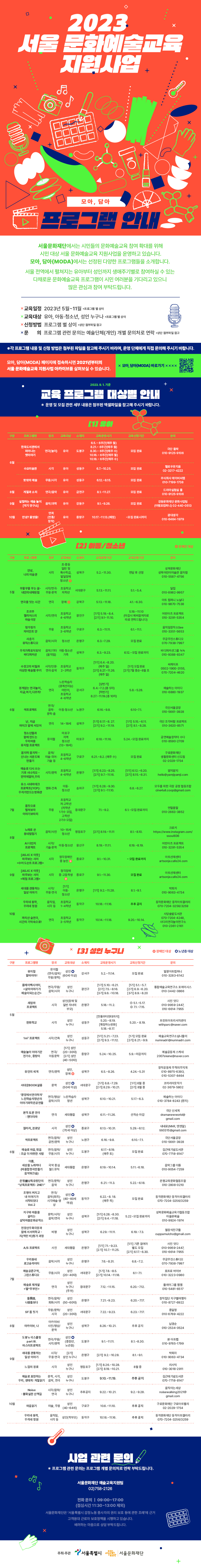 2023 서울 문화예술교육 지원사업 프로그램 안내