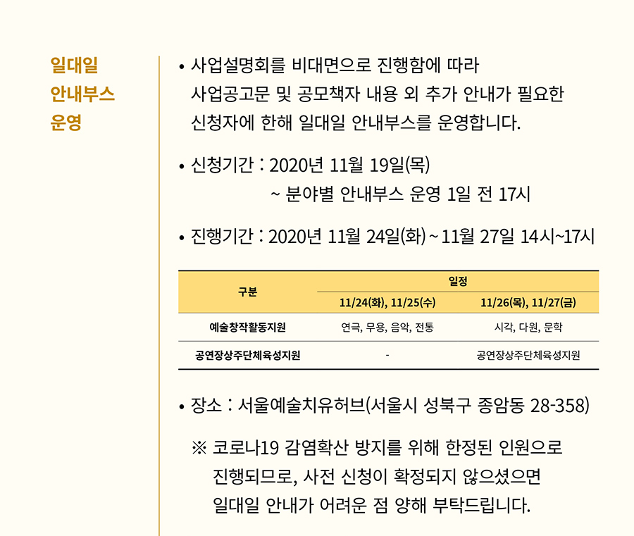 <2021 서울예술지원> 1차 공모 일정 안내3